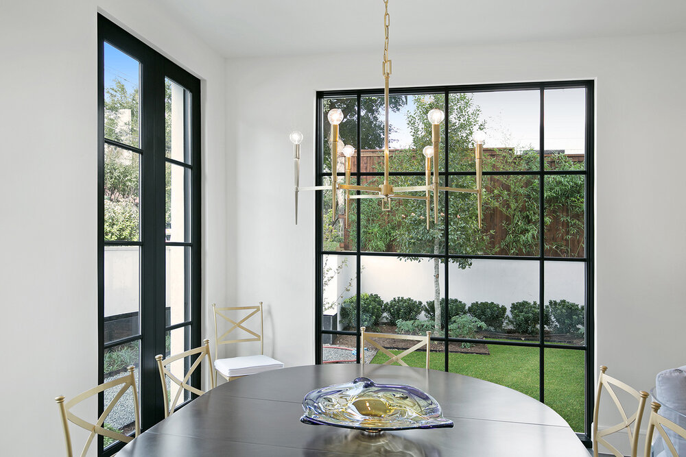 steel windows in dining room
