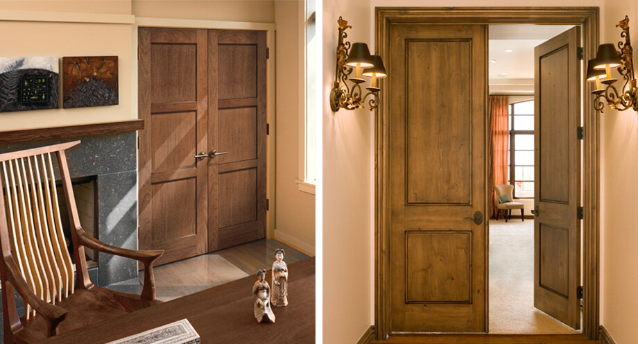 French doors opened and closed